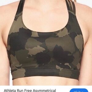 Athleta Run Free Deep Camo Sports Bra